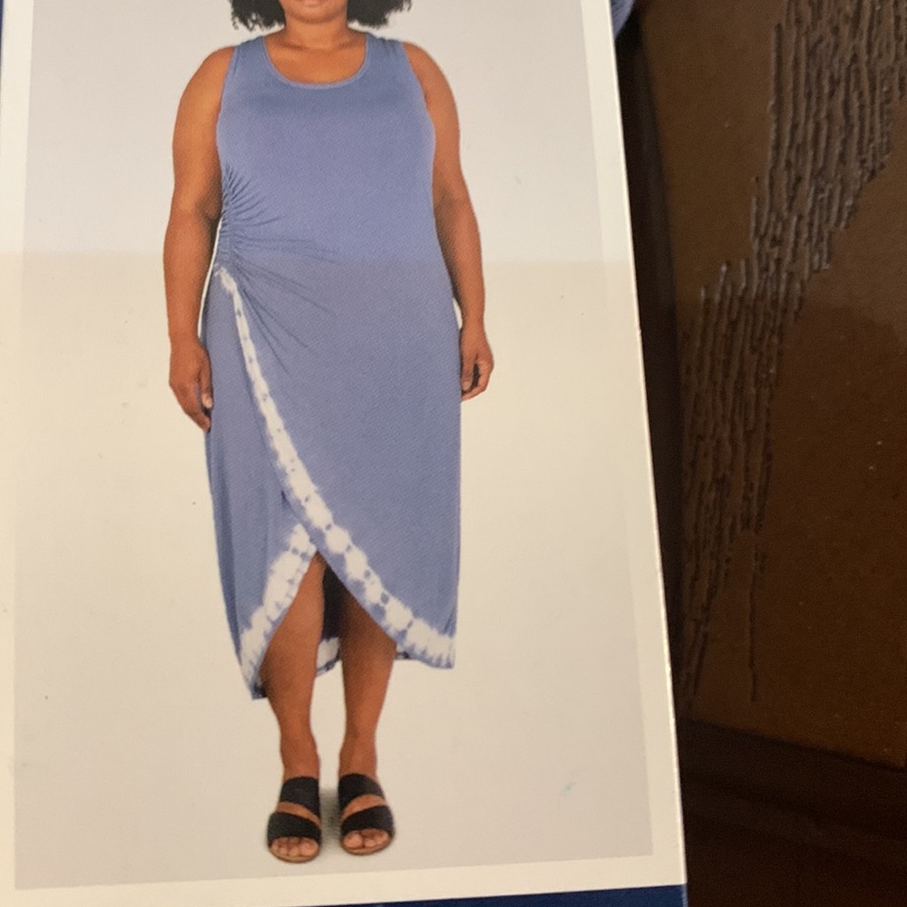 Seven7- Blue & White Cascade Hem Dress - Size 1X-NWT - Picture 5 of 5